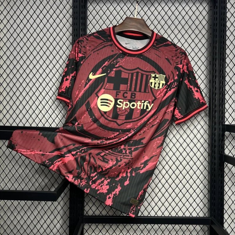 FC Barcelona x Spotify 2024 Third Jersey Red-Black Splatter Jersey