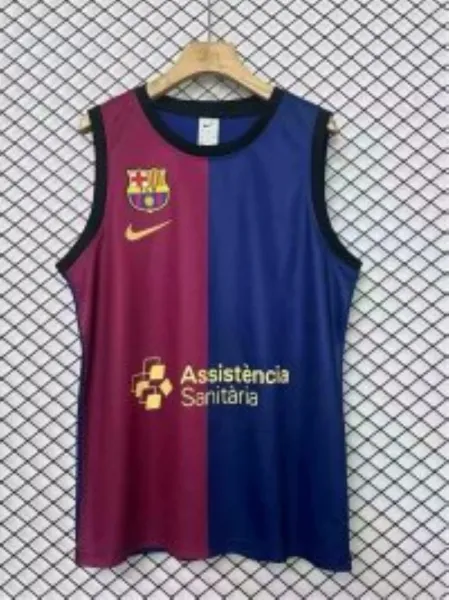 FC Barcelona Training Vest Maroon and Blue Sleeveless Jersey Vest Top - 1