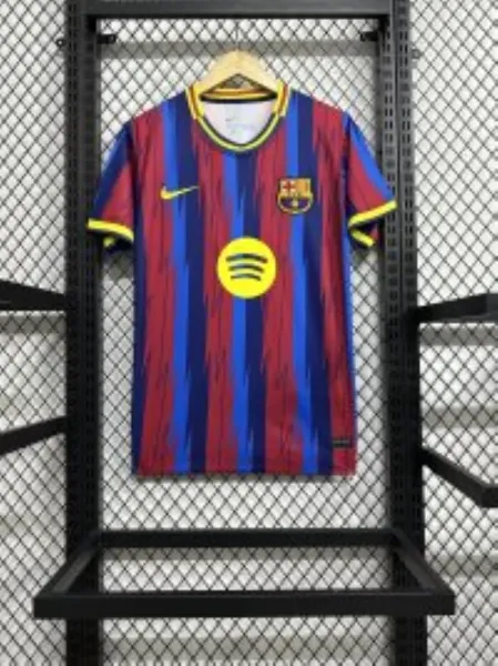 FC Barcelona x Spotify 2024 Home Jersey Red Blue Striped Football Shirt - 1