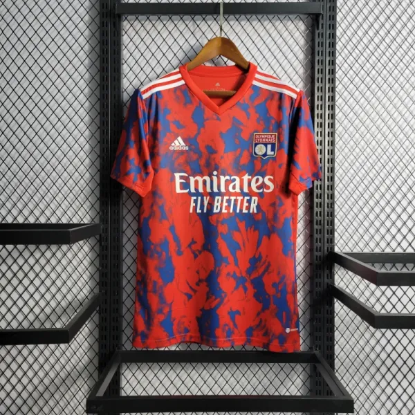Adidas Olympique Lyonnais 2023-24 Third Jersey Red Blue Multicolor Jersey - 1