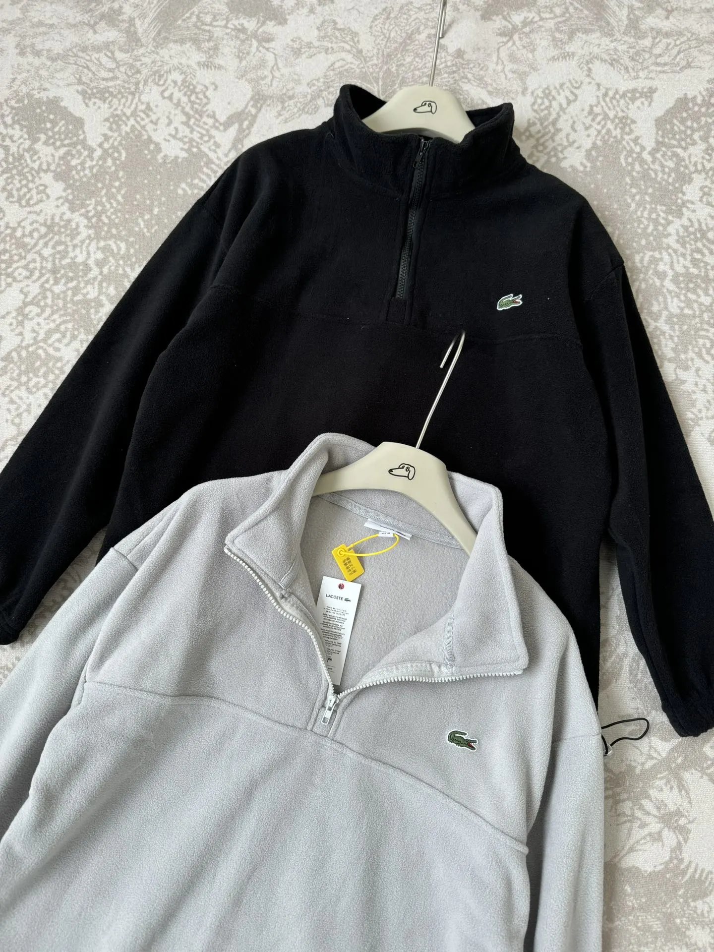 Lacoste Half-Zip Fleece Pullover Black Top - 4