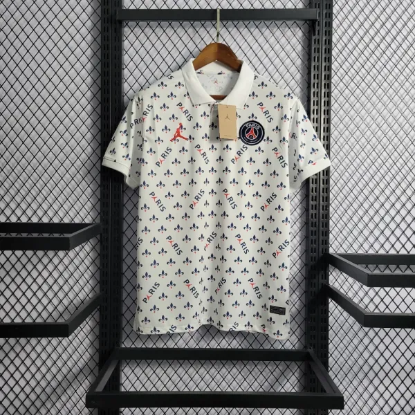 Paris Saint-Germain x Air Jordan All-Over Print White Polo Polo Shirt - 1