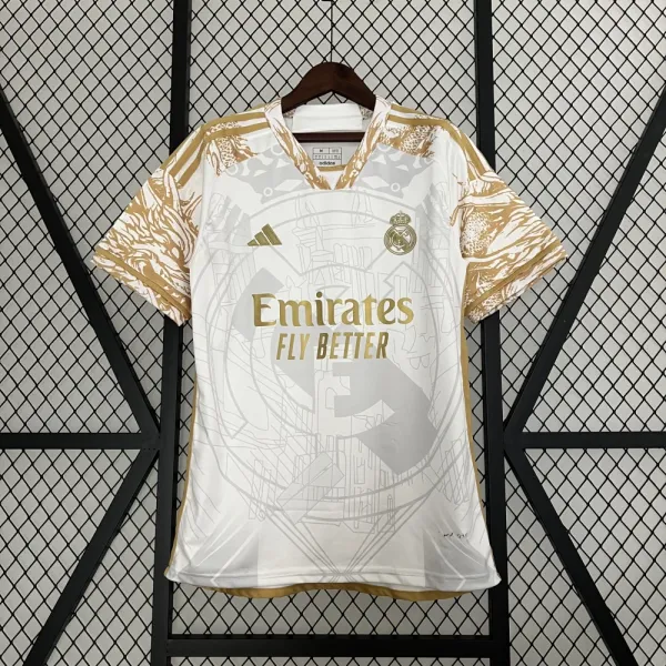Adidas Real Madrid Polo White with Yellow Stripes Polo Polo Shirt - 16