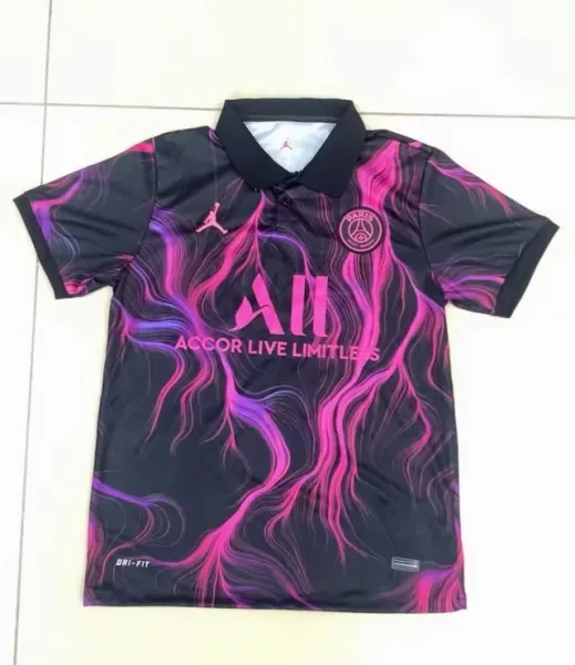 Paris Saint-Germain x Air Jordan Third Kit Black Pink Swirl Jersey - 1