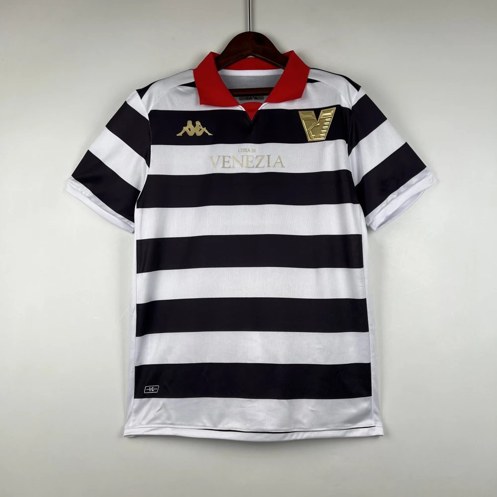 Kappa Venezia FC 1990s Retro Striped Jersey Black and White Polo - 17