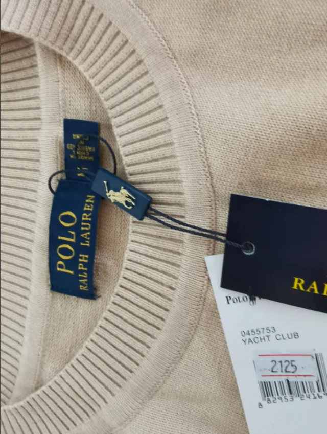 Polo Ralph Lauren Knitwear Crewneck Knit Sweater with Embroidered Pony Logo and RLX Sleeve Detail product detail image 8