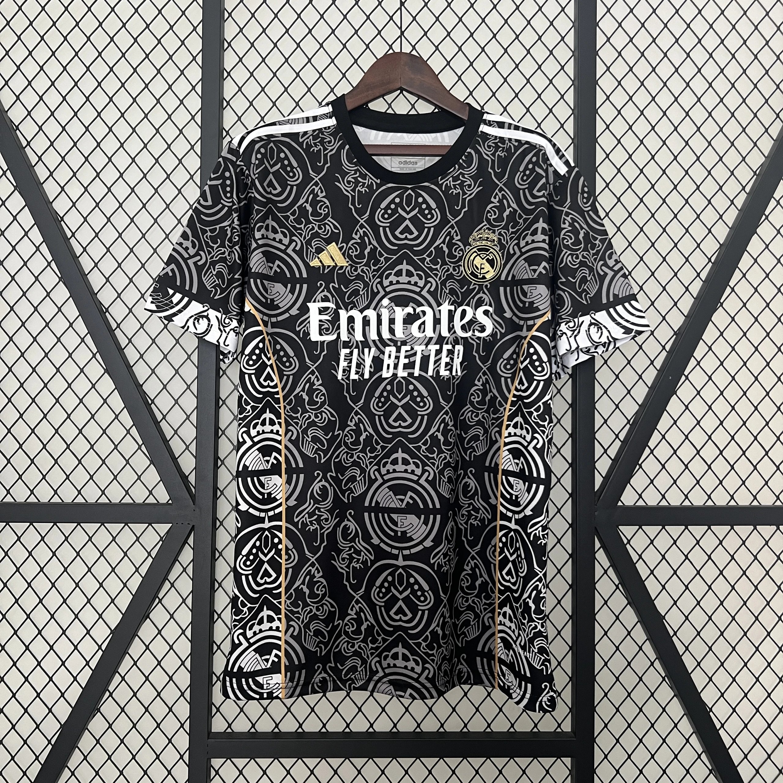 Adidas x Real Madrid 2023-24 Third Jersey Black Patterned T-Shirt - 10