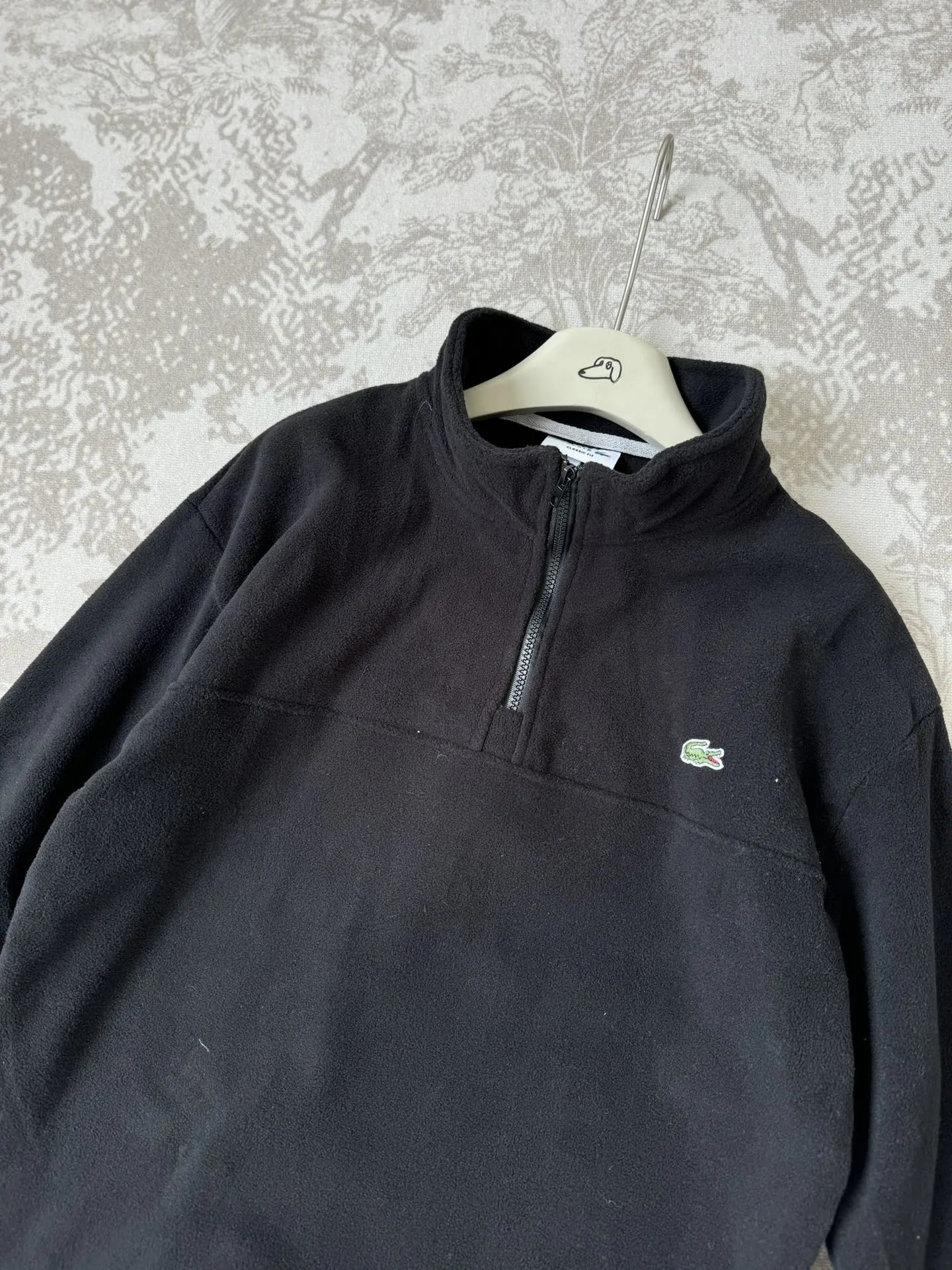 Lacoste Half-Zip Fleece Pullover Black Top - 8