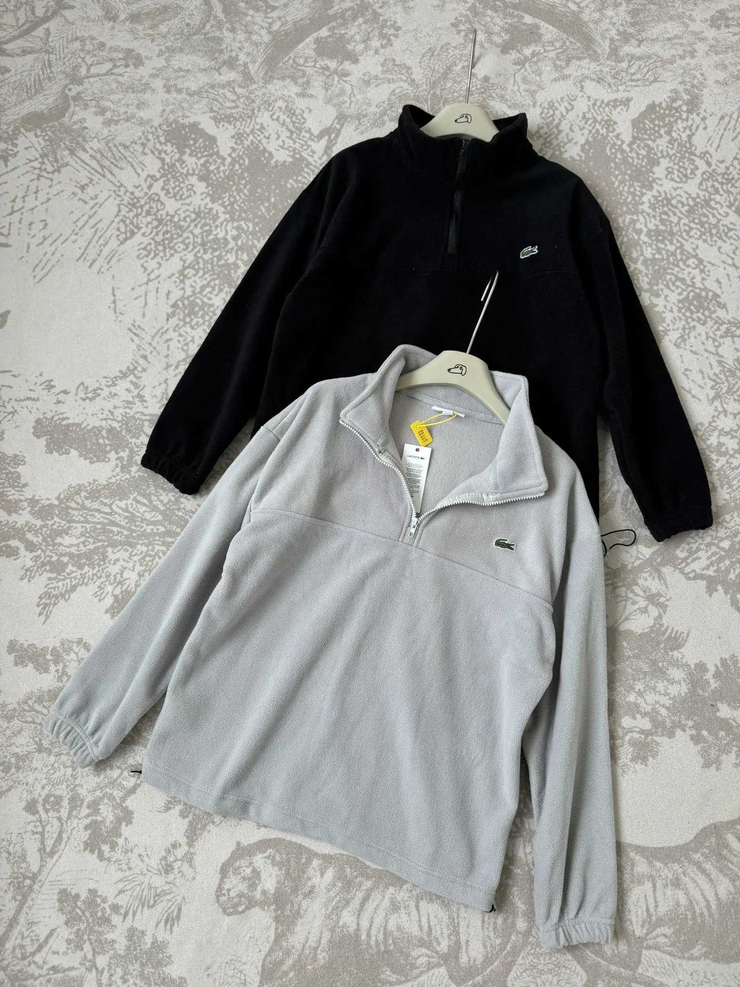 Lacoste Half-Zip Fleece Pullover Black Top - 5