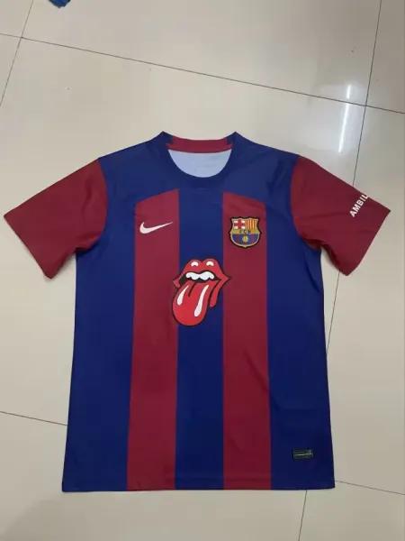 FC Barcelona x The Rolling Stones Collaboration Jersey Blue and Burgundy - 1