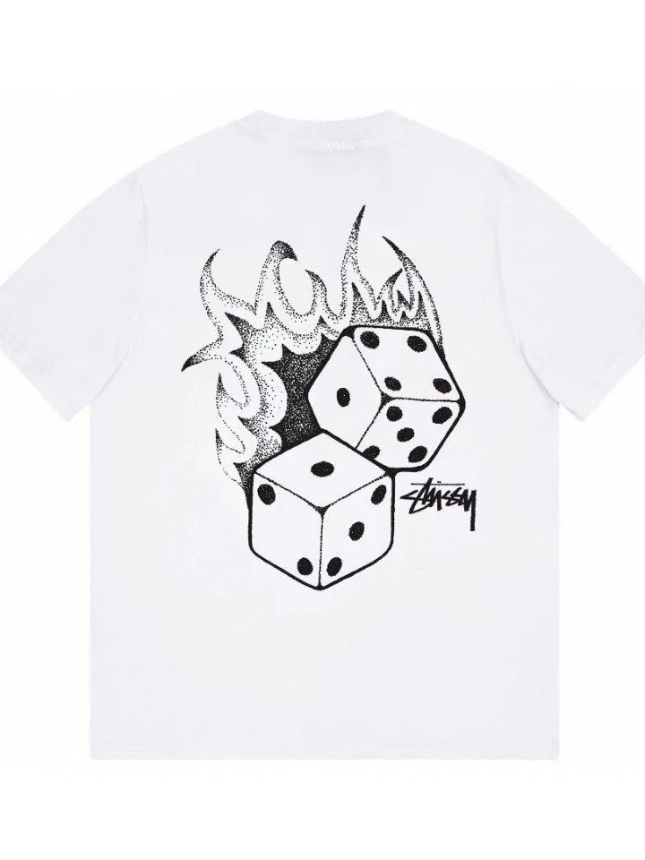 Stussy White Dice Graphic T-Shirt