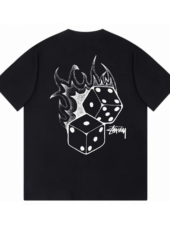 Stussy Dice Flame White T-Shirt product detail 2 in Litbuy spreadsheet finds