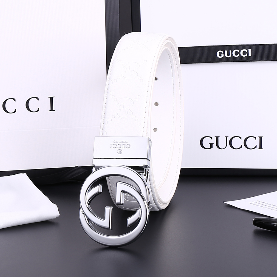 Gucci GG Marmont Belt White Silver