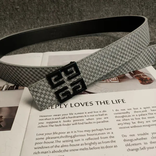 Givenchy 4G Buckle Woven Gray Leather Belt - 1
