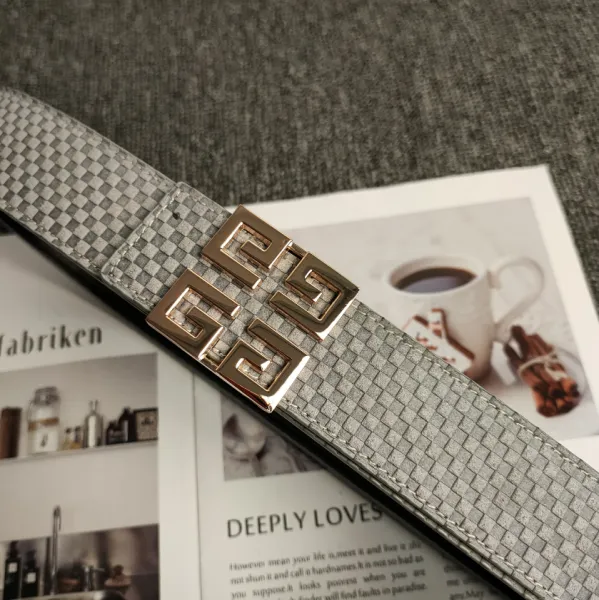 Givenchy 4G Buckle Woven Gray Leather Belt - 1
