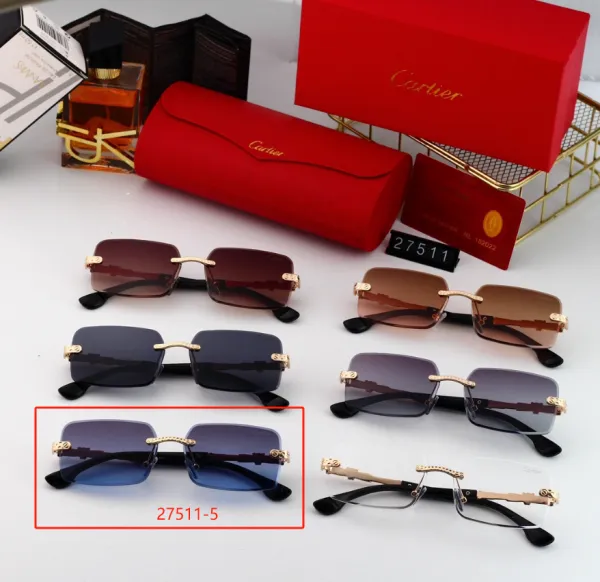 Cartier Santos de Cartier Rimless Sunglasses Blue Gradient 27511-5 - 1
