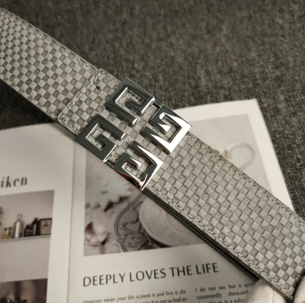Givenchy 4G Buckle Woven Leather Belt Gray - 1