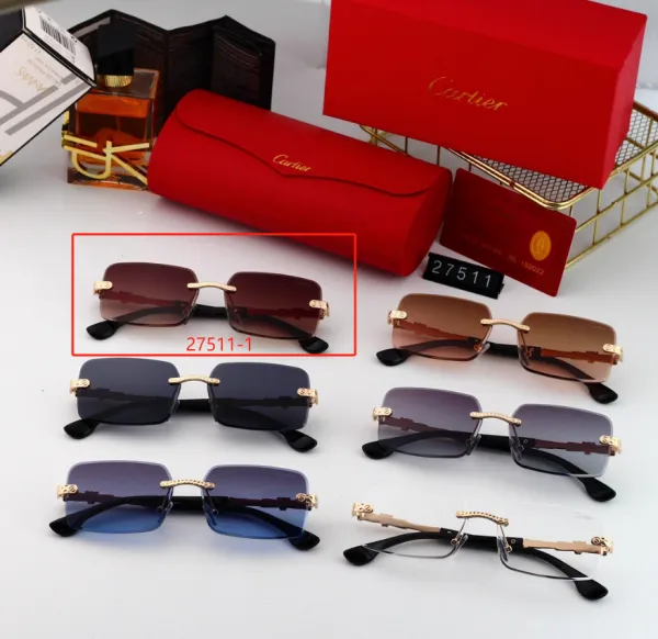 Cartier Santos de Cartier Square Rimless Sunglasses Brown Gradient - 1