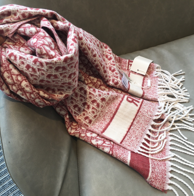 Burberry Check TB Monogram Scarf Black Burgundy