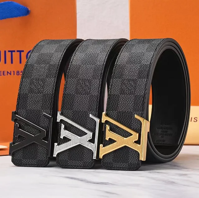 Louis Vuitton Belts LV buckle monogram and Damier check belt product detail image 4