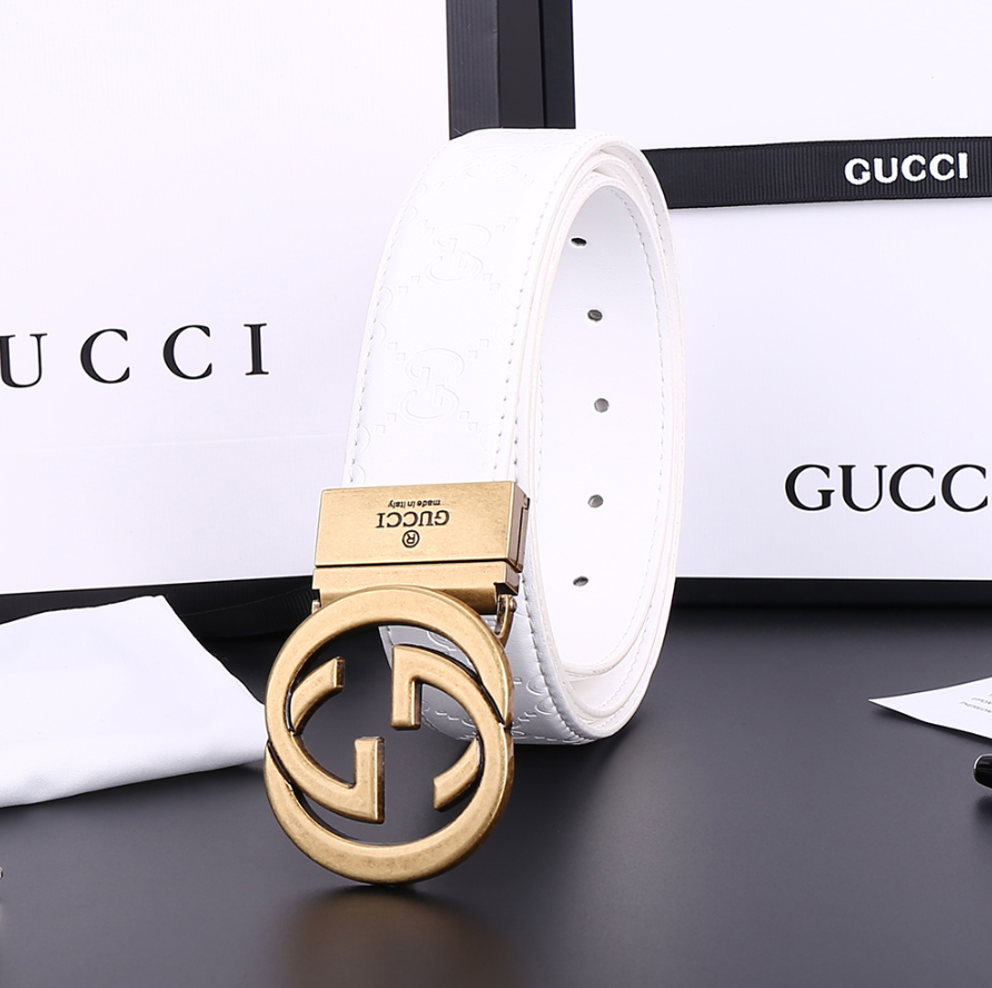 Gucci GG Marmont Belt White Gold