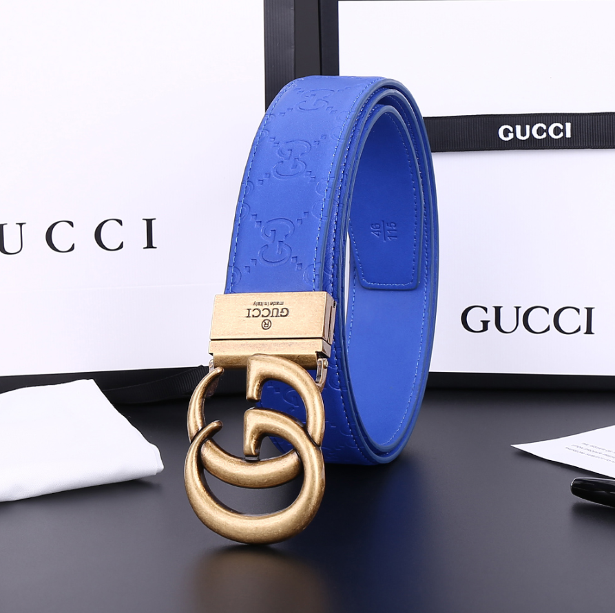 Gucci GG Signature Belt Blue Gold