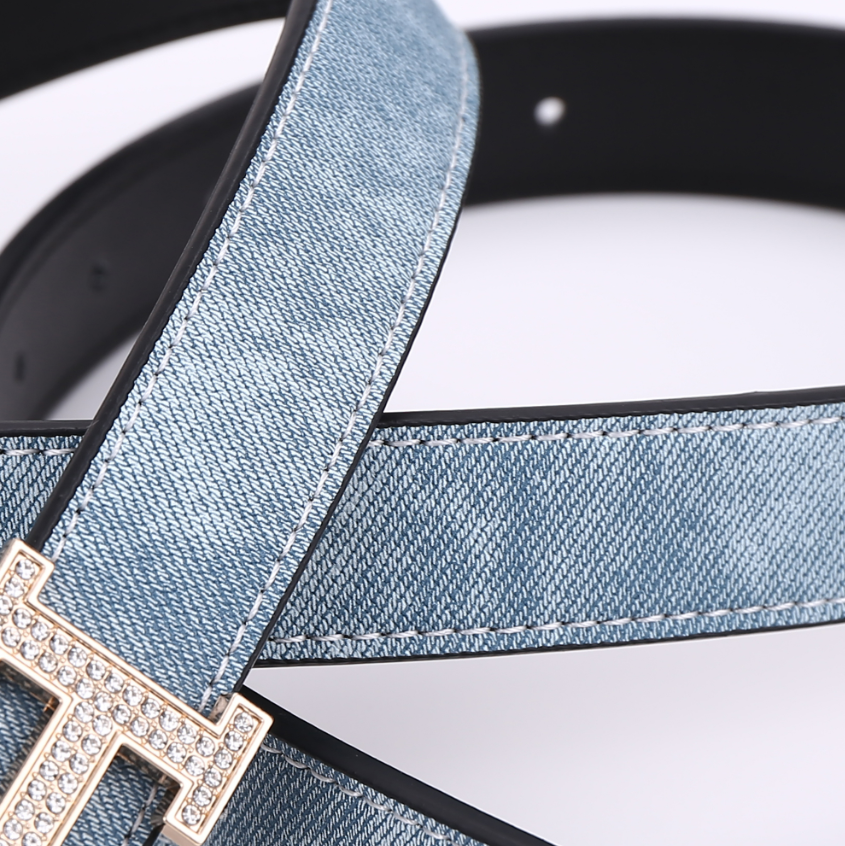 Hermès Constance H Buckle Denim Belt Blue - 10