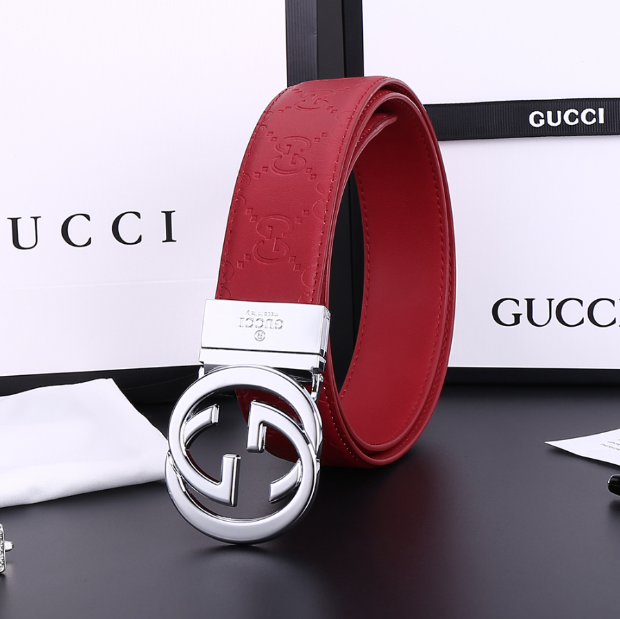 Gucci GG Marmont Belt Red Silver