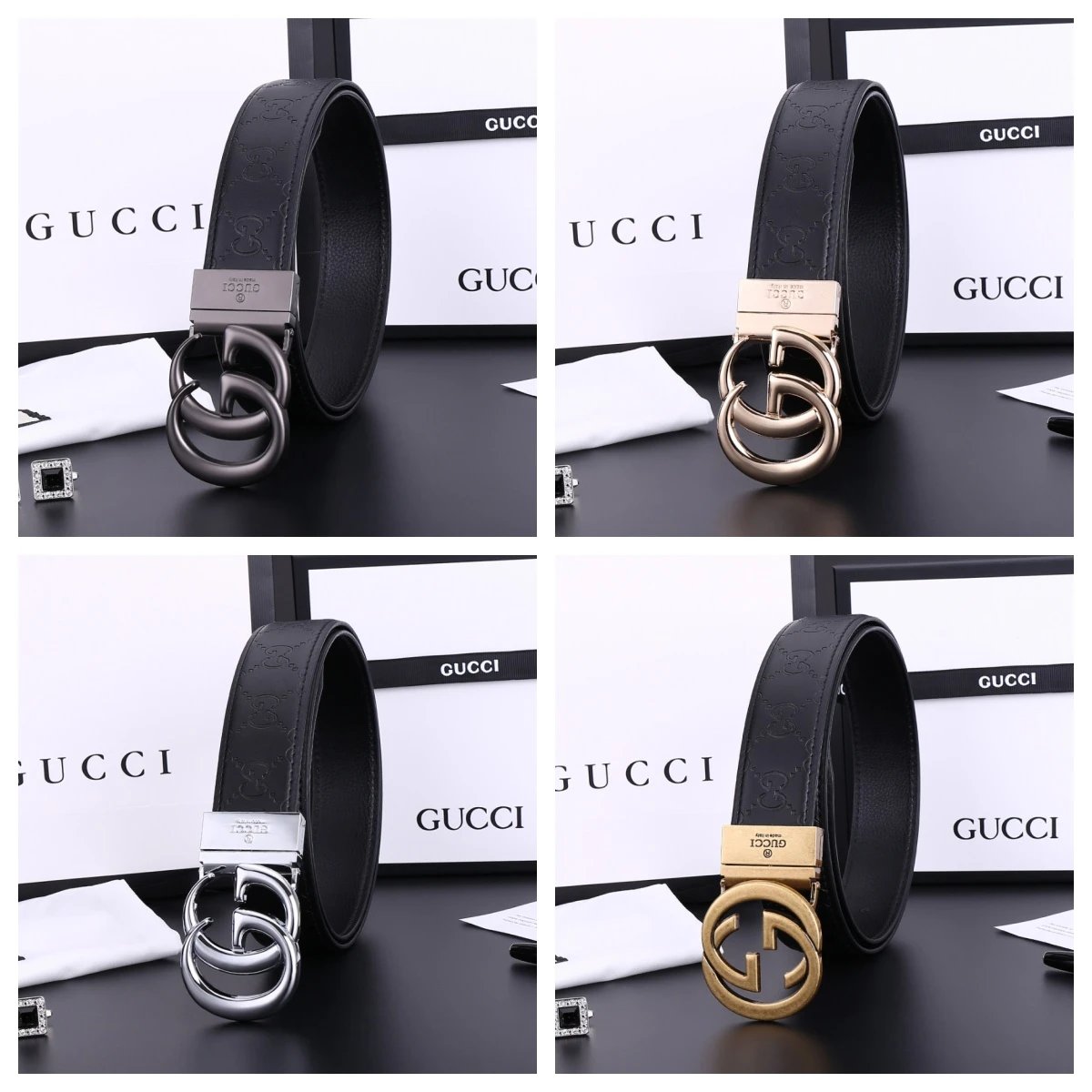 Gucci GG Marmont Reversible Belt White Rose Gold Leather Belt - 4