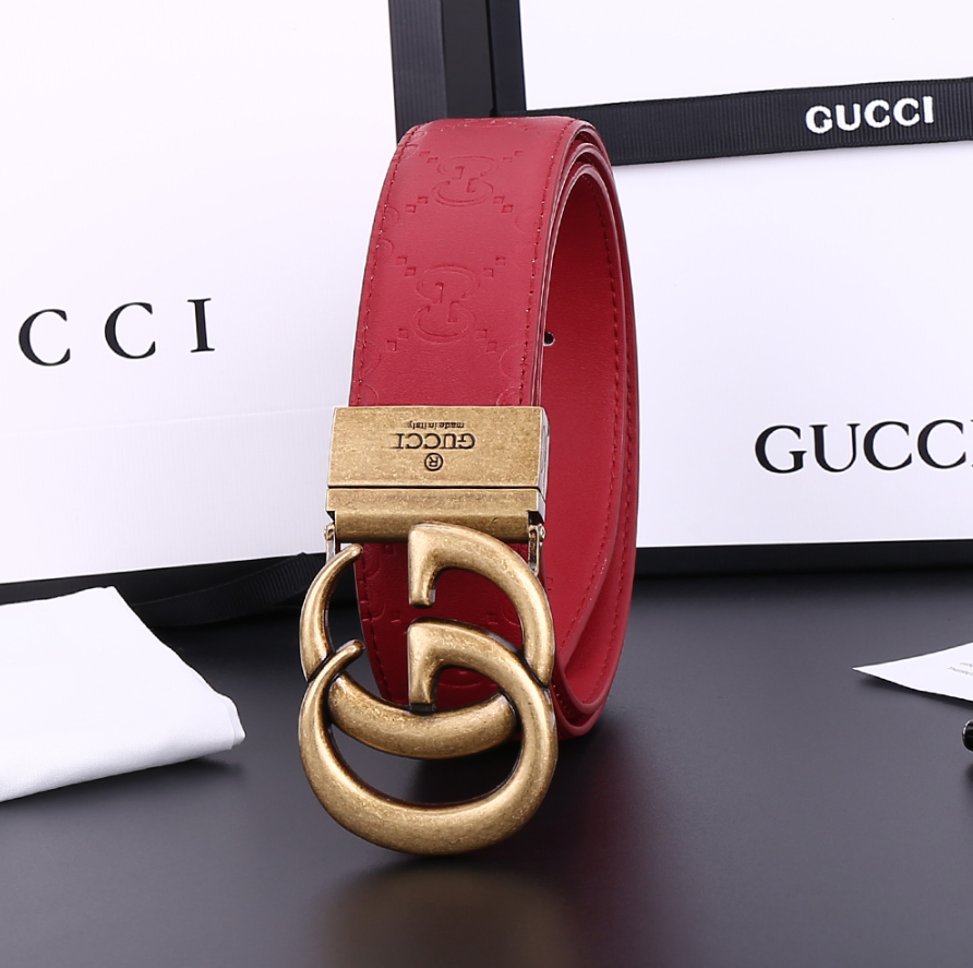 Gucci GG Signature Belt Red Gold