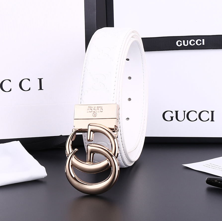 Gucci GG Marmont Belt White Gold