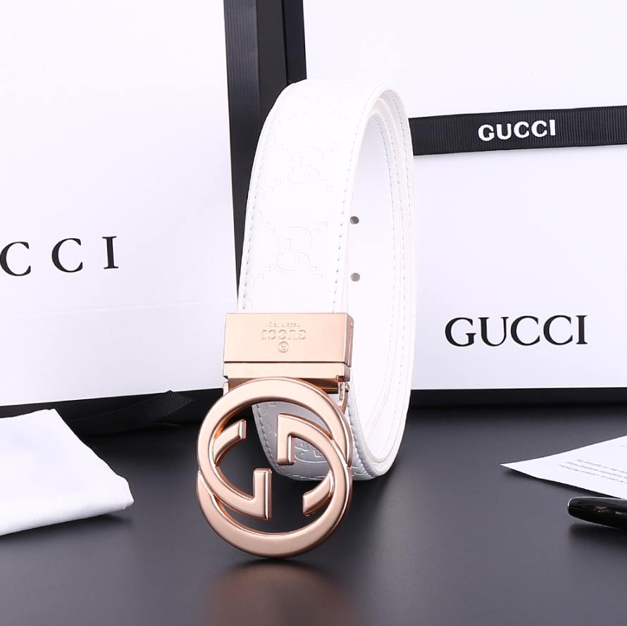 Gucci GG Marmont Belt White Rose Gold