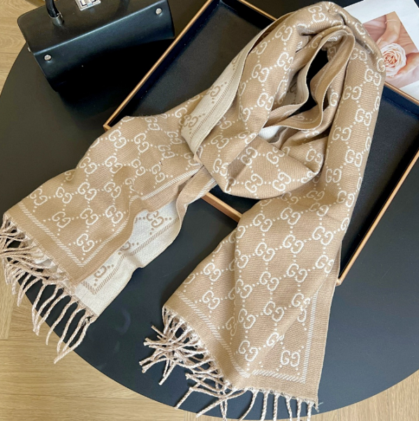 Gucci GG Marmont Wool Scarf Beige Cashmere-Blend Scarf Cashmere Scarf product listing in Litbuy spreadsheet finds
