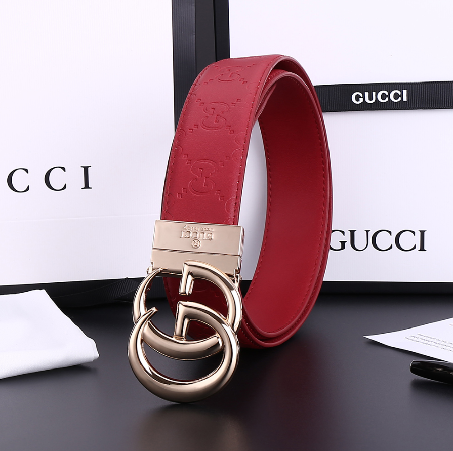 Gucci GG Marmont Belt Red Gold