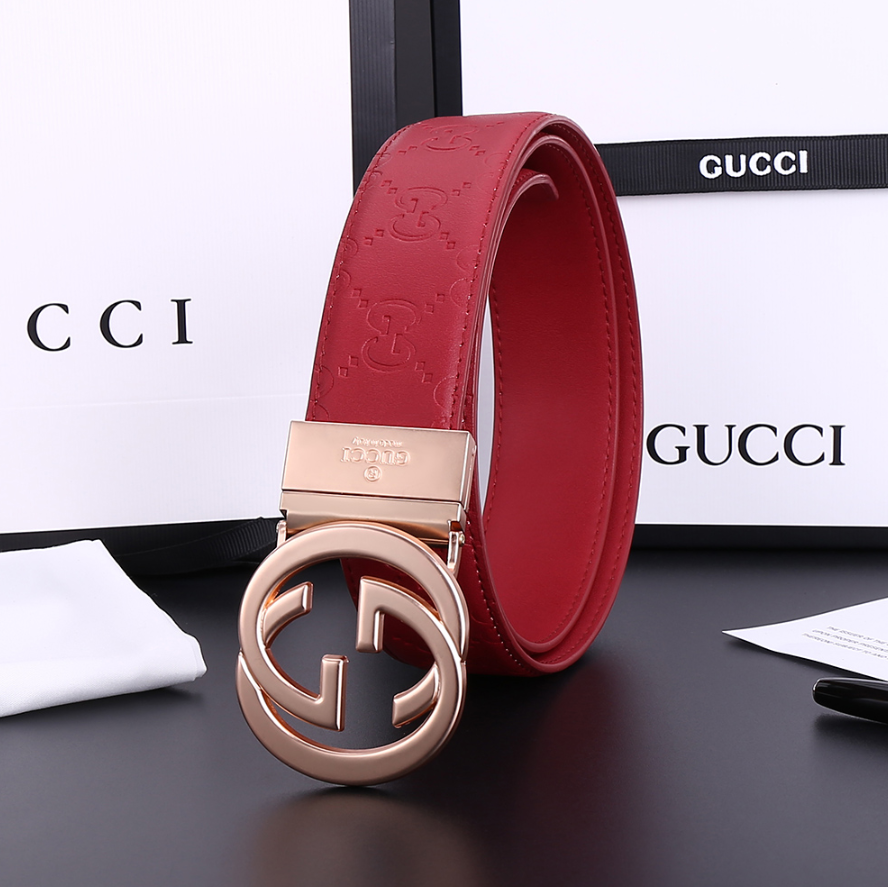 Gucci GG Marmont Belt Red Gold