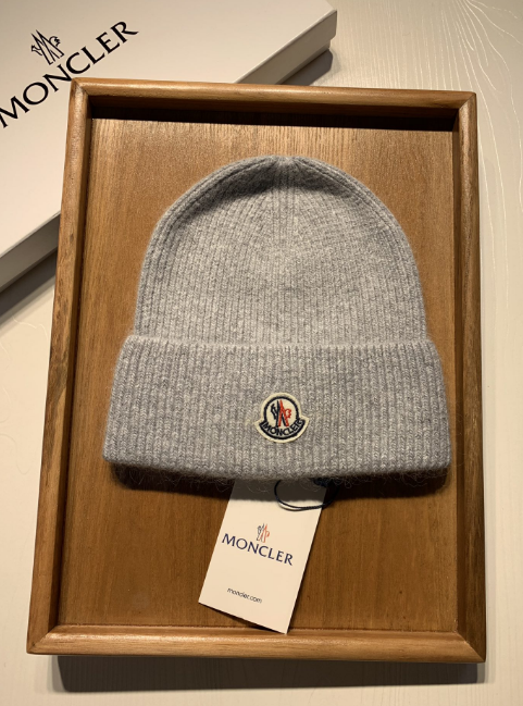 Moncler Beanie Gray Knit Hat - 1
