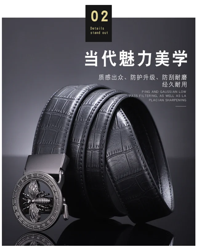 Gucci Belts Croc-Embossed Belt with Bee Buckle product detail image 7