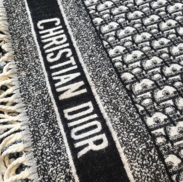 CHANEL Scarves Logo Knit Fringed Scarf product detail image 22