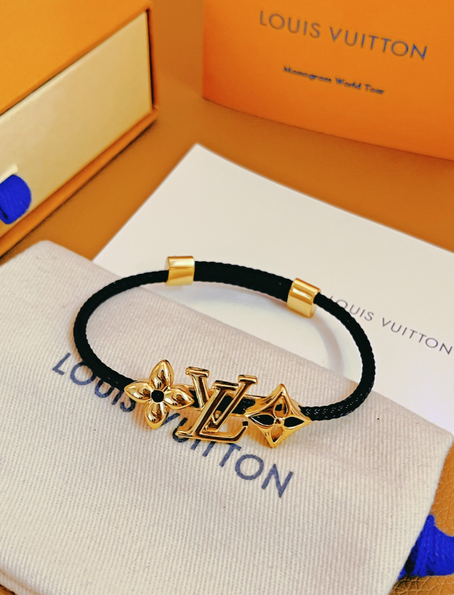 Louis Vuitton Monogram World Tour LV Logo Bracelet Pink and Blue Braided Cord Jewelry - 7