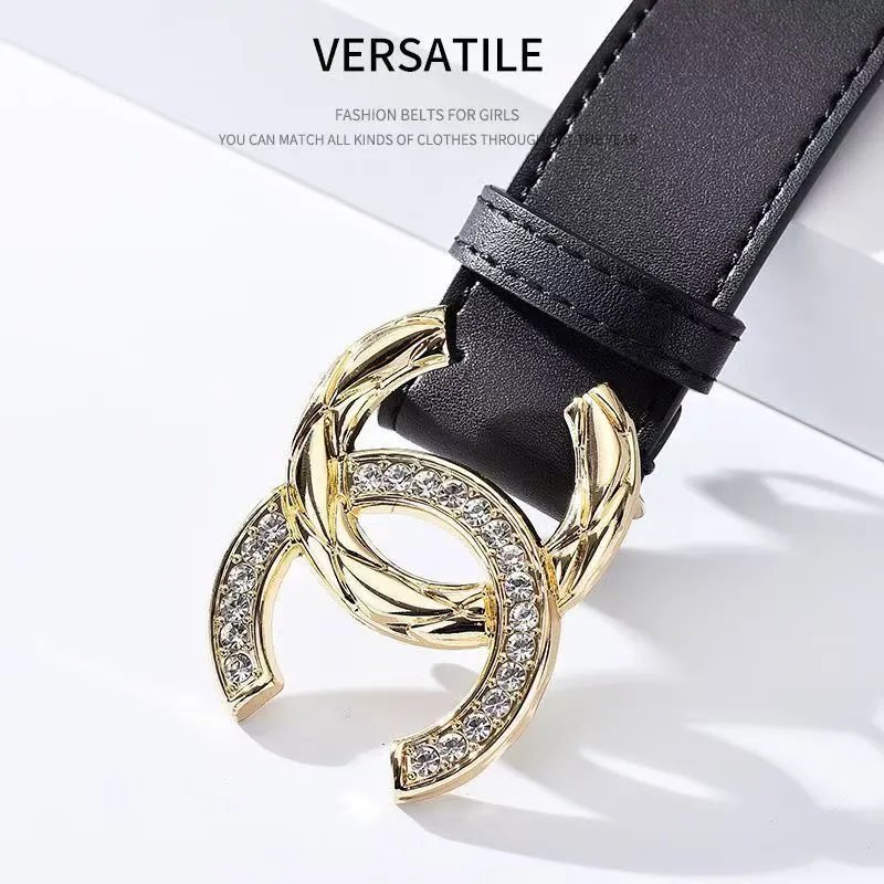 Chanel CC Bamboo Crystal Logo Belt Black Gold