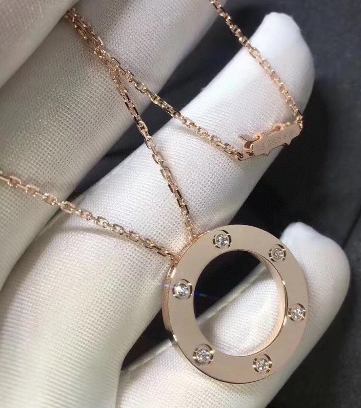 Cartier Love Necklace Double Ring Silver