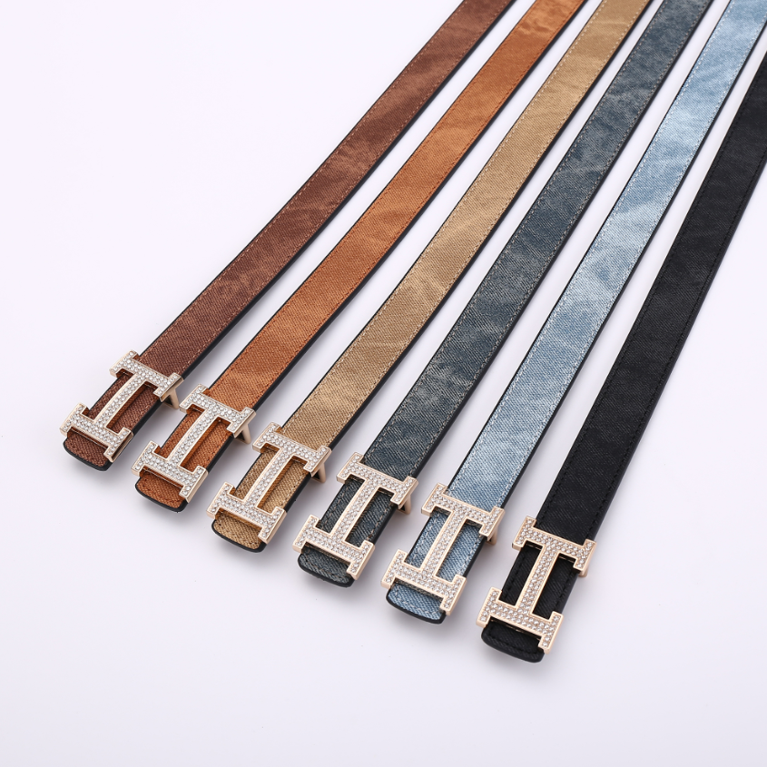 H-Style Rhinestone Buckle Belt