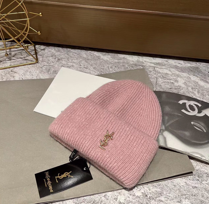 Saint Laurent Monogram Beanie Lavender Knit Hat - 4