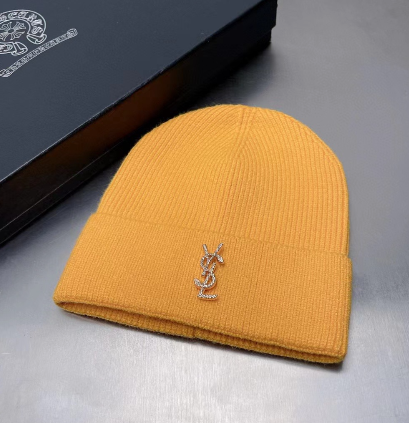 Saint Laurent Monogram Beanie Lavender Knit Hat - 12