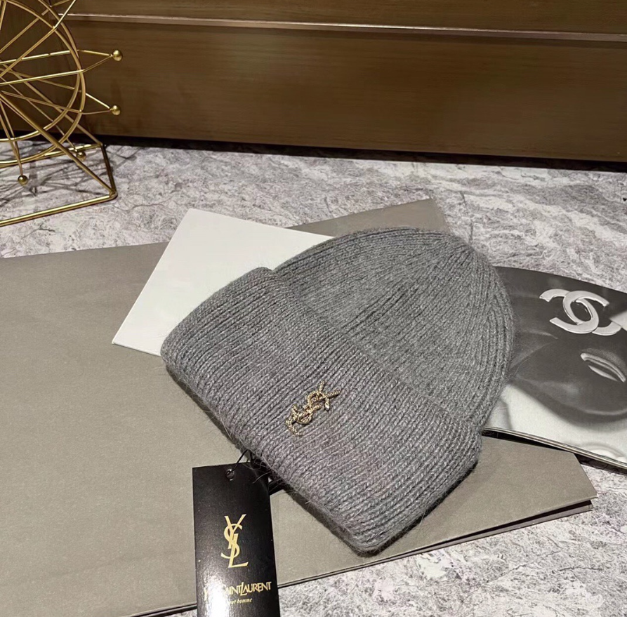 Saint Laurent Monogram Beanie Lavender Knit Hat - 8