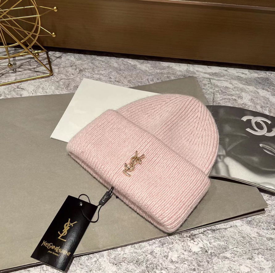 Saint Laurent Monogram Beanie Lavender Knit Hat - 9