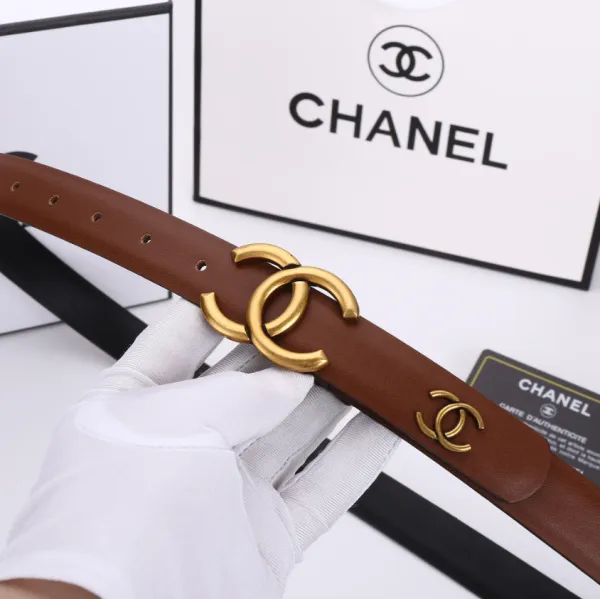 Chanel Logo Belt Brown Leather Belt - 9