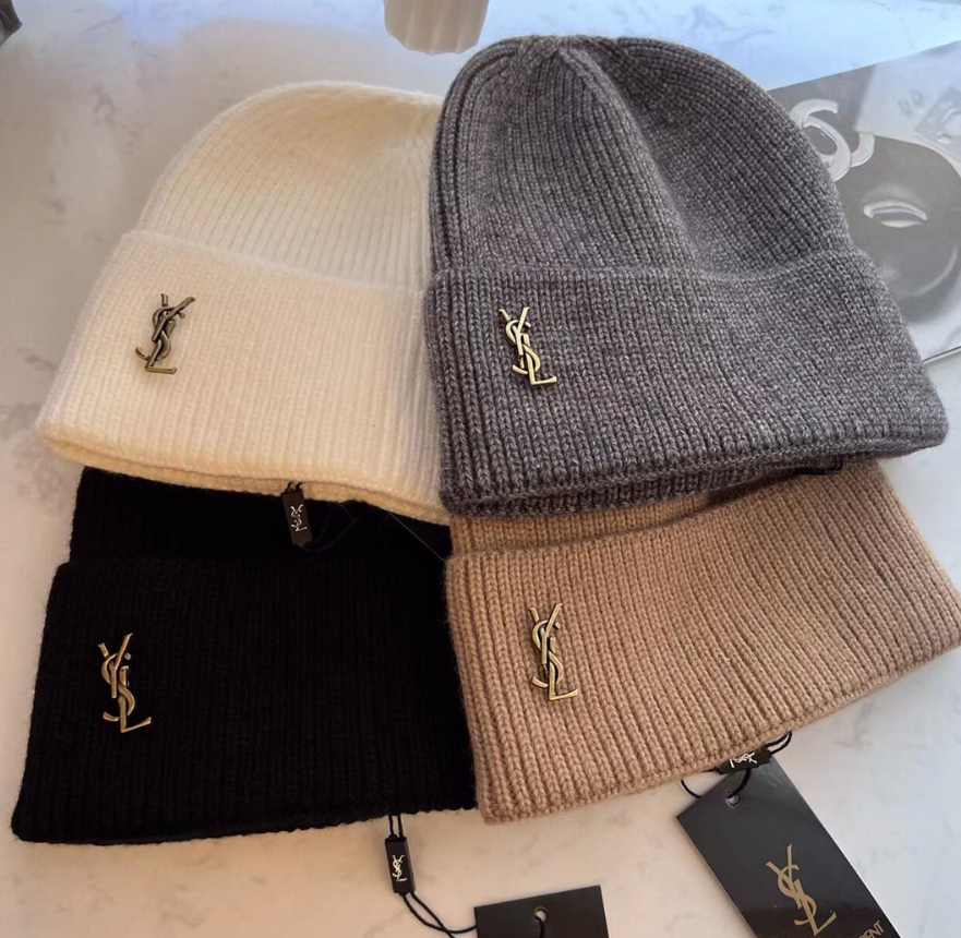 Saint Laurent Monogram Beanie Lavender Knit Hat - 3
