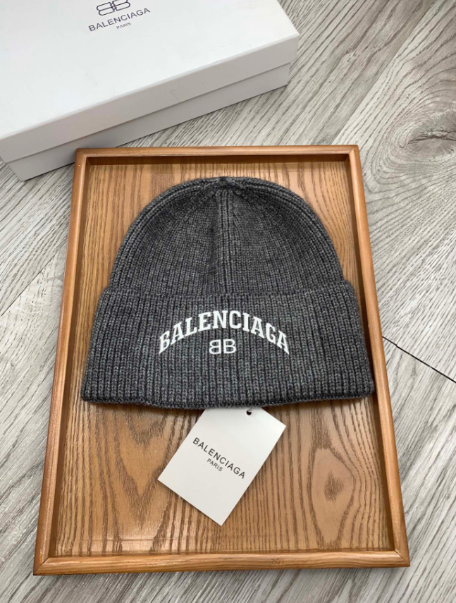 Balenciaga Logo Knit Beanie Gray - 5