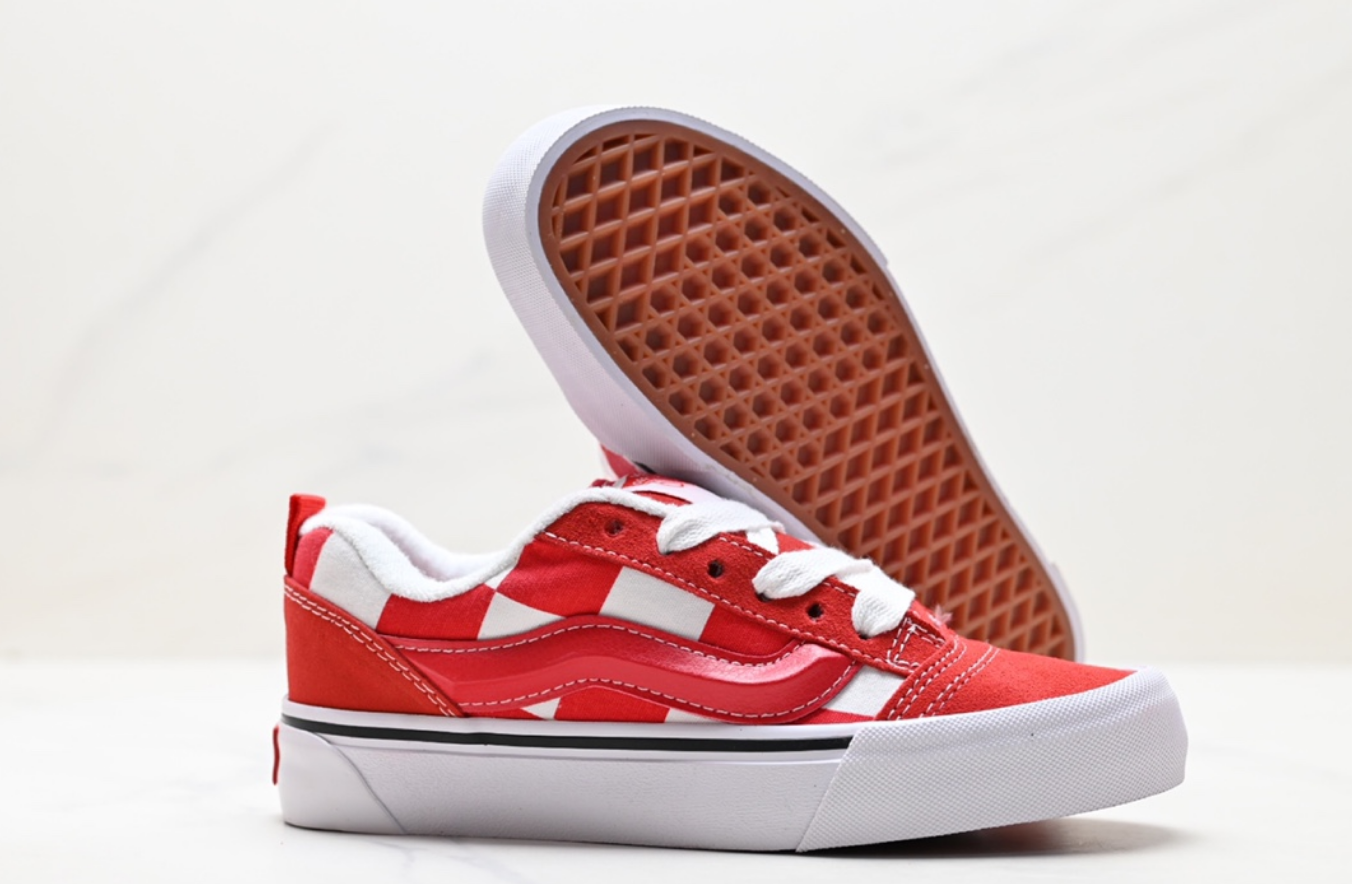 Vans Knu Skool Checkerboard Red White